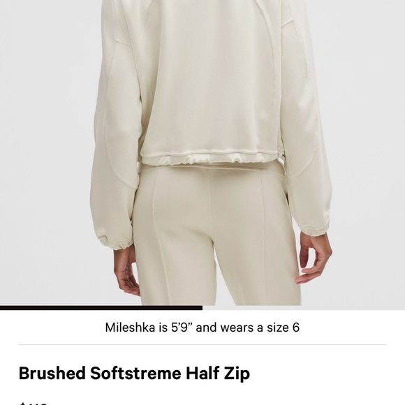 lululemon Brushed SoftStream 1/2 Zip Color Bone - Picture 5 of 7